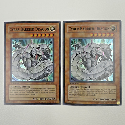 2x LOT Yugioh Cyber Barrier Dragon SOI-EN006 1st Edition Super Rare - VLP-NM-image