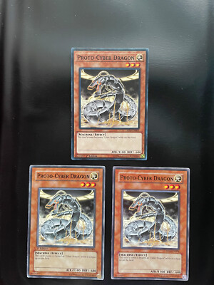 Yugioh Proto-Cyber Dragon DP04-EN004 / LEDD Common Mixed Editions Damaged X3-image