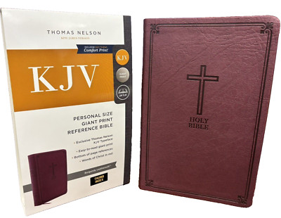 KJV Reference Bible Personal Size Indexed Red Letter Giant Print Burgundy NEW!-image