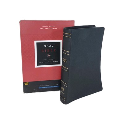 NKJV Large Print Thinline Reference Bible MacLaren Series Black Genuine Leather -image