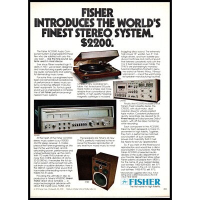1978 Fisher ACS1590 Component Stereo System Vintage Print Ad Audiophile Wall Art-image