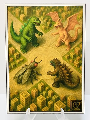 Parody Godzilla Monster Card Series Limited Artist Edition ACEO Collectible Card-image