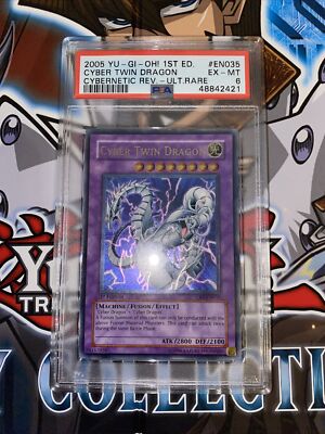 2005 Yugioh CRV-EN035 Cyber Twin Dragon Ultimate Rare 1st Edition PSA 6 💎-image