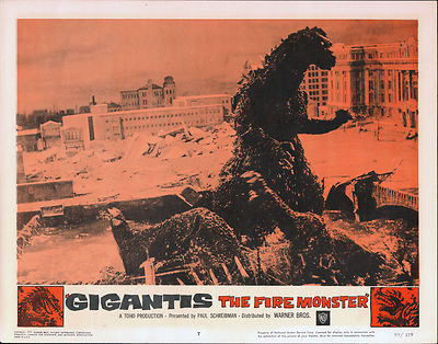 GODZILLA RAIDS AGAIN/GIGANTIS THE FIRE MONSTER orig 1959 lobby card poster #7-image