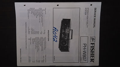 Fisher ph-w807 service manual original repair book stereo boombox radio-image