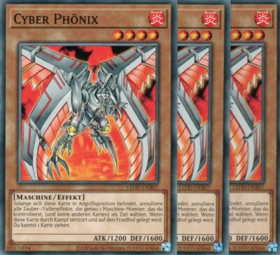 yugioh 3x Cyber Phoenix LEDD-DEB07 COMMON 2 EDITION GERMAN-image