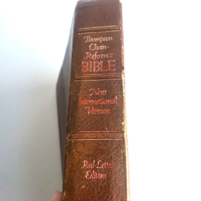 Thompson Chain Reference Bible NIV KIRKBRIDE Red Letter Bonded Leather 1983 VTG-image
