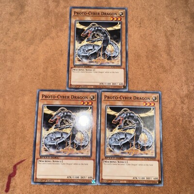 🔥 3x YUGIOH Proto-Cyber Dragon SGX1-ENG03 Common PLAYSET SPEED DUEL NM 1ST ED-image