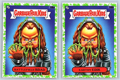 Battlefield Earth Travolta Hubbard Garbage Pail Kids Spoof GREEN SP 2-Card Set-image