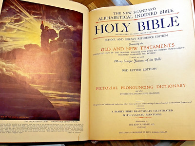 Holy Bible 1951 Hertel Blue Ribbon New Standard Reference Red Letter Edition BIG-image