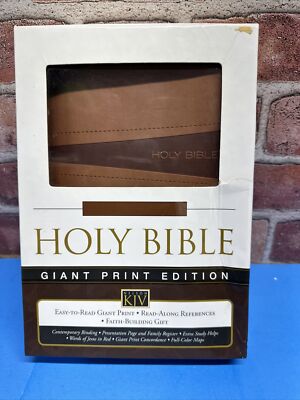 KJV NELSON HOLY BIBLE King James Version Brown LEATHER GIANT PRINT Red Letters-image
