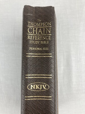 NKJV THOMPSON CHAIN REFERENCE STUDY BIBLE PERSONAL SIZE LEATHER NELSON 1997 READ-image