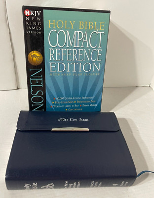 Vtg Compact Reference Bible KJV Nelson Leather Bound-image