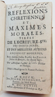 Reflexions Chretiennes Scarce 1698 Collection Christian Aphorisms Rouen, France-image