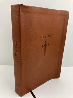 NKJV Super Giant Print Bible by Nelson Bibles Brown Faux Leather Red Letter-image