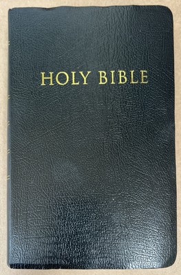 Vintage KJV Giant Print Personal Size Reference Bible Blue Faux Leather Study-image