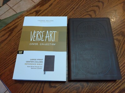 KJV INDEXED Large Print Center-Column Reference Bible Genuine leather Brown Vers-image