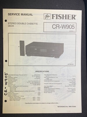 Fisher CR-W905 Service Manual Stereo Double  Cassette Deck Original-image