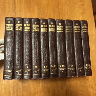 The American Educator Encyclopedia Leather Bound Set of 10 1961-image