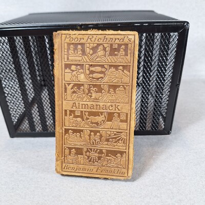 Benjamin Franklin Poor Richard's Almanack Leather 1898 Edition Antique Vintage-image