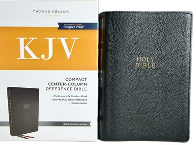 KJV Bible: Compact Center-Column Reference Bible, Black Genuine Leather-image