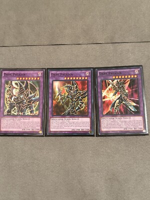 3 VERSIONS OF DARK PALADIN YUGIOH CARDS (MIL1-EN041.LEDD-ENA34.YGLD-ENC41)-image