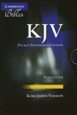 KJV Pocket Reference Bible, Black French Morocco Leather with Zip Fastener, Red,-image