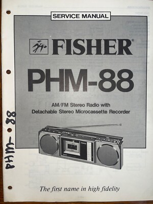 Fisher PHM-88 Service Manual Stereo AM FM Radio Microcassette Recorder Original-image