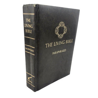 The Living Bible Paraphrased TYNDALE 1971 Hardcover Green Faux Leather Padded-image