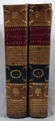 DICTIONNAIRE FRANCOIS ALLEMAND Full Quarto Leather Bindings 1810 DRAGOONS OWNER-image