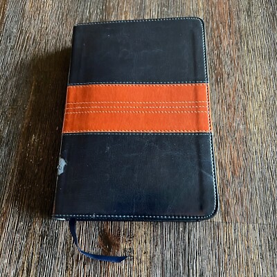 ESV Personal Reference Bible TruTone Navy/Chestnut Trail Design Faux Leather-image