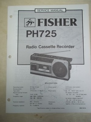 Fisher Service/Repair Manual~PH-725 Boombox~Original-image