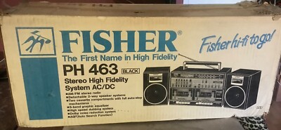 Vtg Fisher PH 463 Black Boombox, Stereo System,Dolby,Japan,1985,box, PARTS ONLY-image