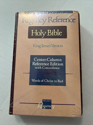 NEW KJV King James Reference Bible Leather Center Column Reference Red Letter-image
