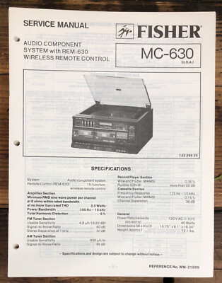Fisher MC-630 Stereo  Service Manual *Original*-image
