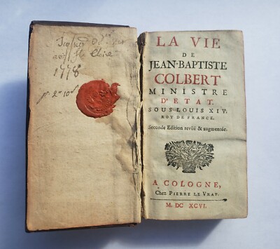 La Vie De Jean-Baptiste Colbert Ministre D'Etat 1696 2nd Ed Very Rare French-image