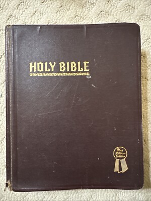 1948 Holy Bible New Standard Reference Blue Ribbon Red Letter Edition Hertel-image