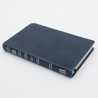 The Holy Bible NIV Ultrathin Reference Blue Genuine Leather Index Holman 1986 AC-image